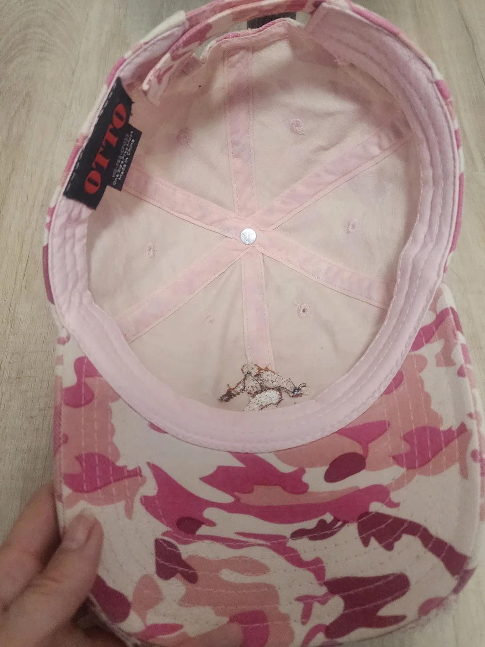 Pink Camo Baseball Cap with Brown Sasquatch Patch